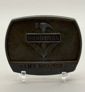 Handyman Club of America Life Member 1996 Belt Buckle Hammer Emblem Rectangular